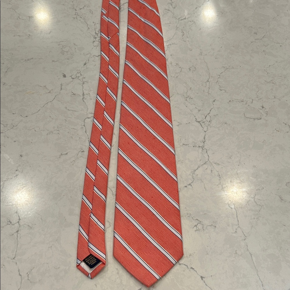 Elegant Brooks Brothers Linen Striped Orange Men's Tie
